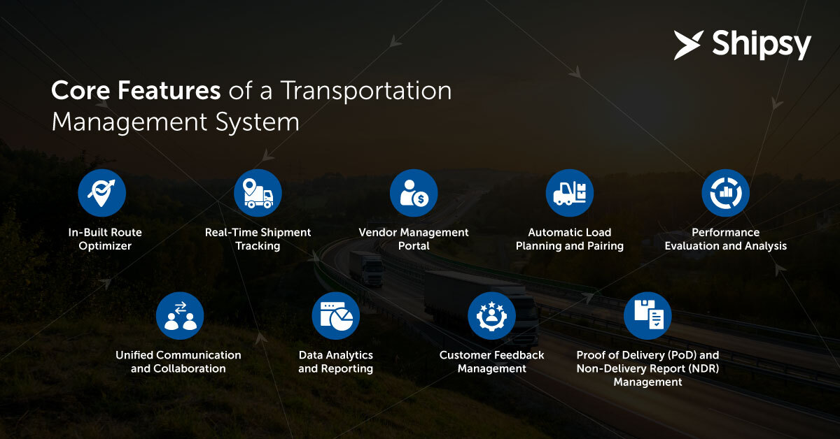 Core features of a transportation management system